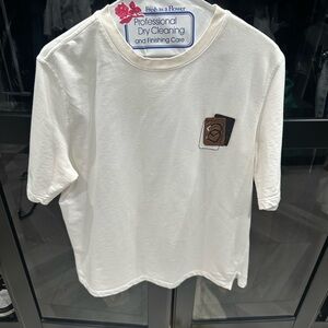 Hermes Kids Cream T-Shirt with Brown Patch
